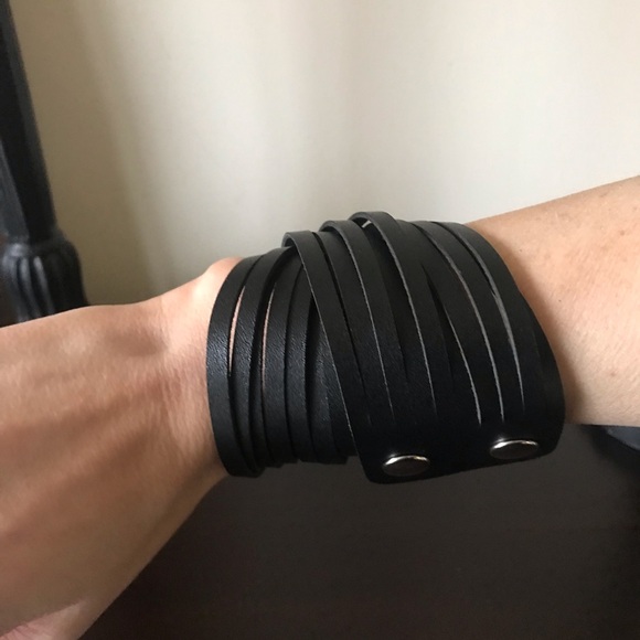 Genuine Leather Layered Rope Wrap Bracelet or Collar Necklace - Picture 8 of 9